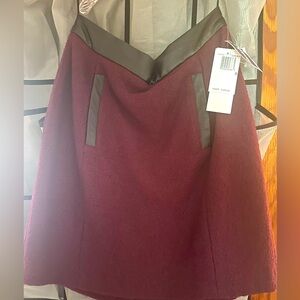Wool French connection leather trim skirt new with tags never worn. Size 8